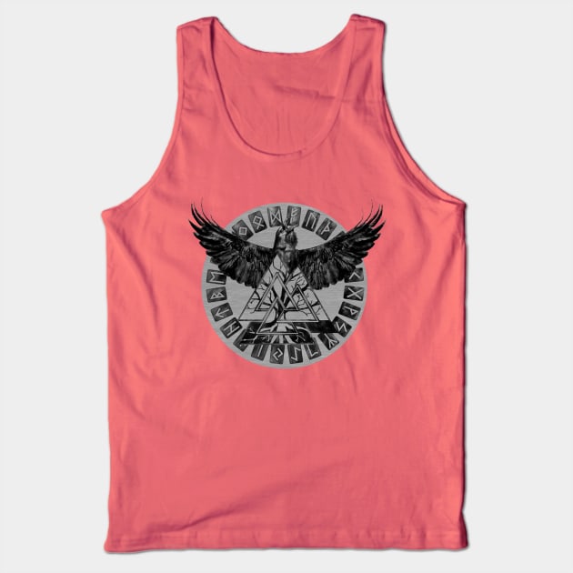 Valknut Symbol and Raven Tank Top by Nartissima